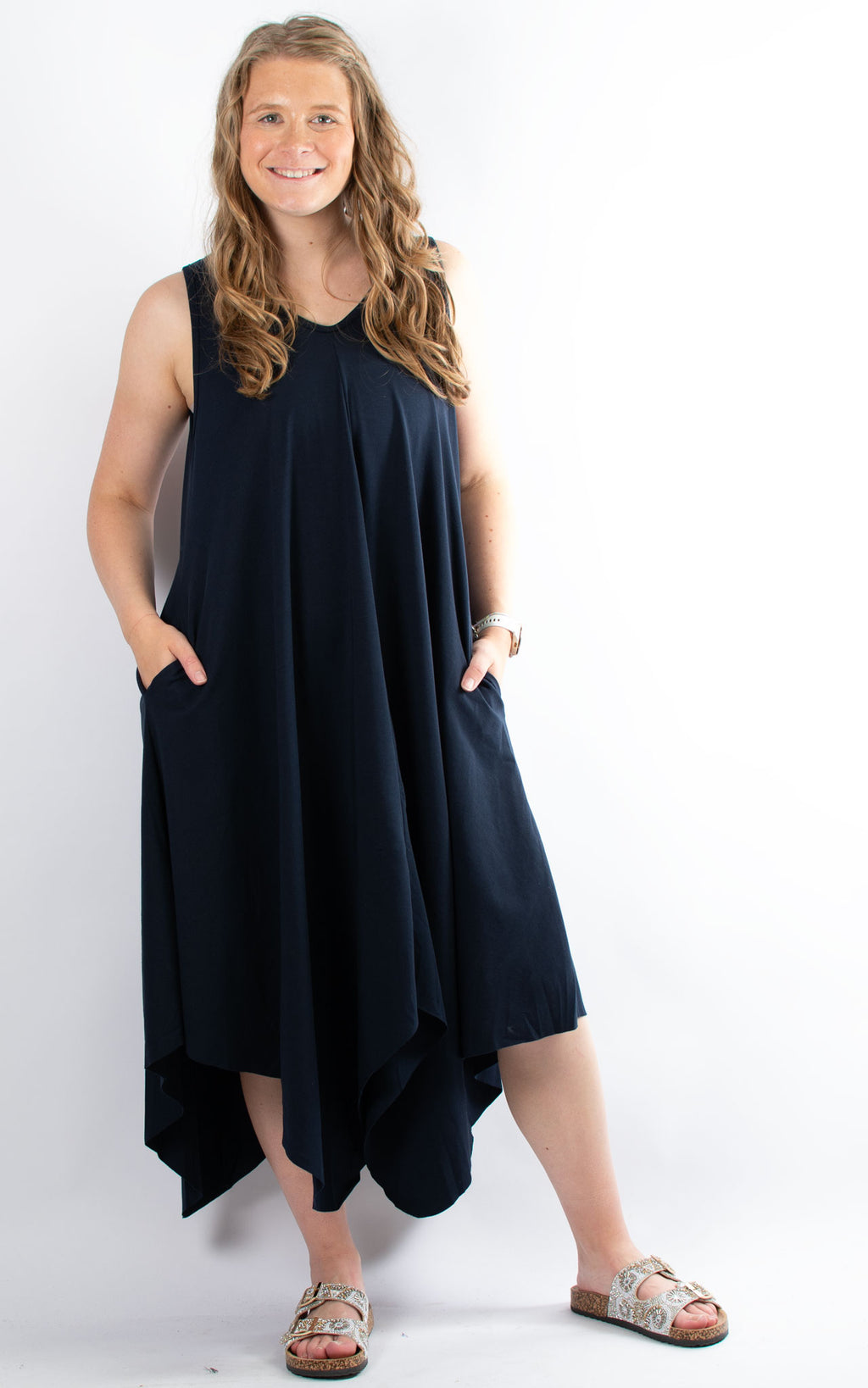 Chiara Handkerchief Dress | Navy