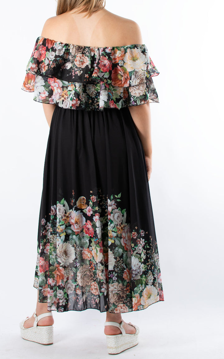 Chiffon Dress | Maxi | Floral | Black