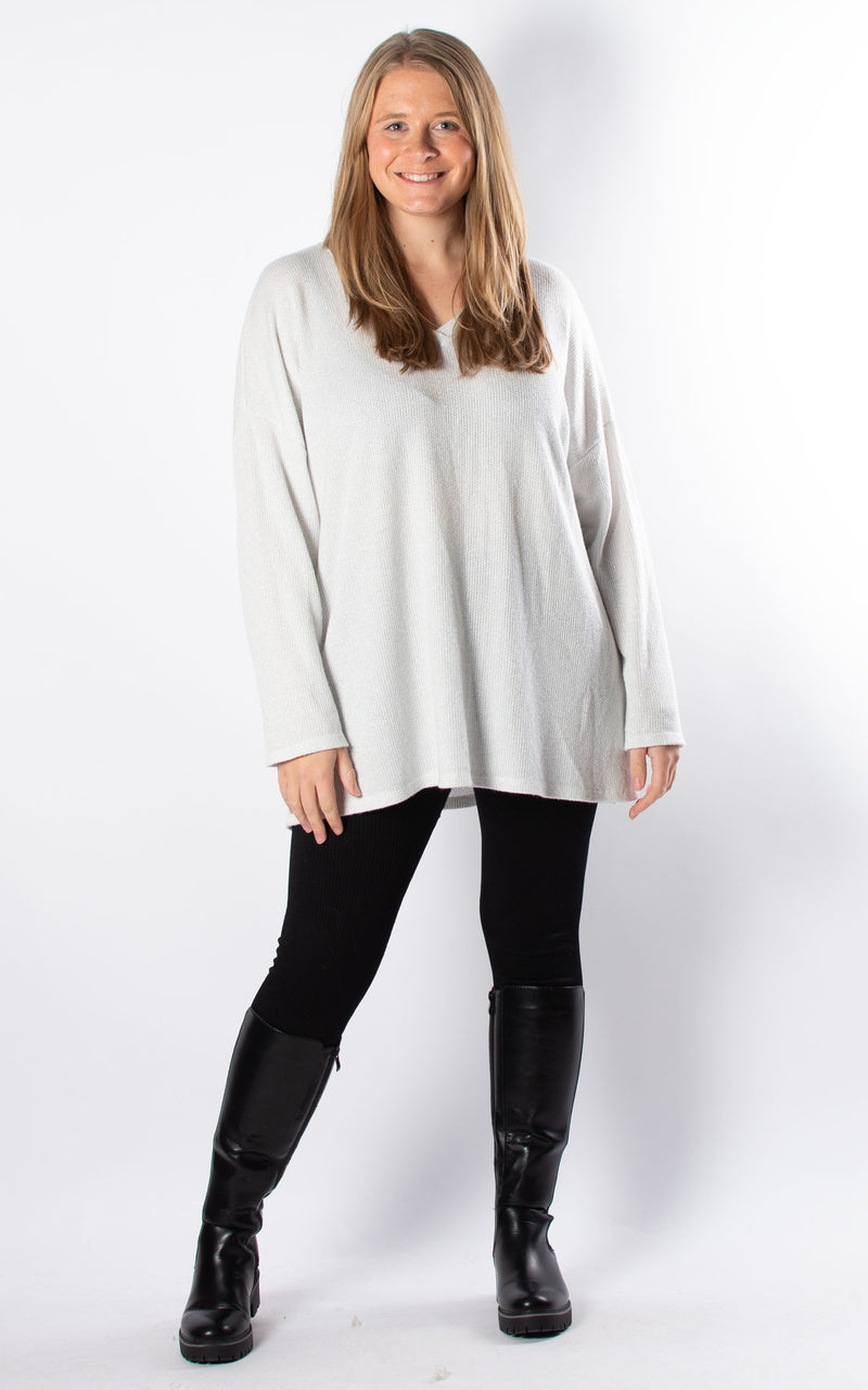 Chloe Shimmer Top | Winter White