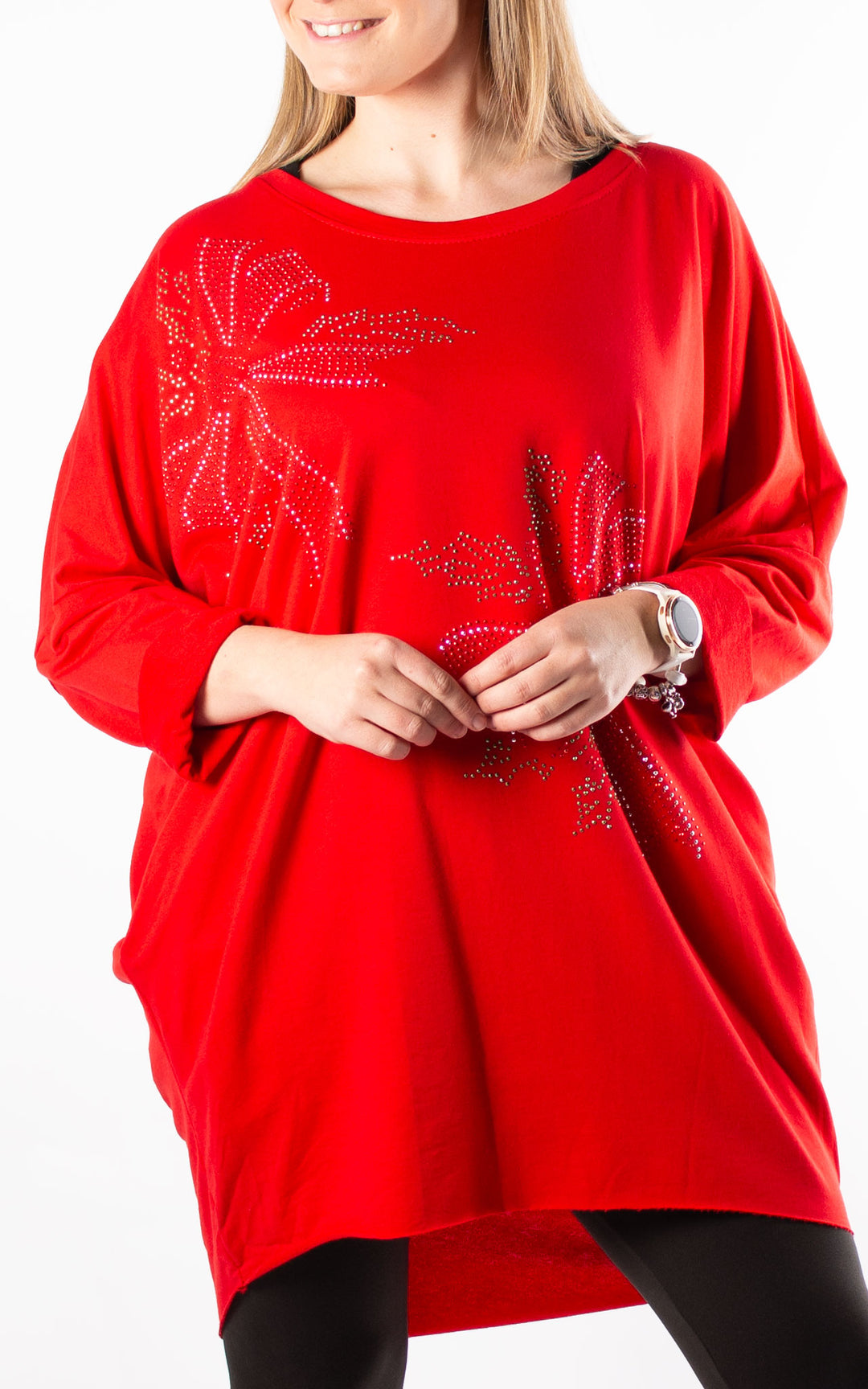 Christmas Holly Bows Top | Red