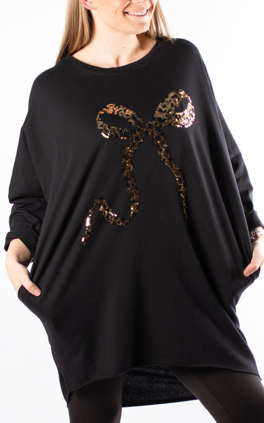 Christmas Large Bow Top | Black