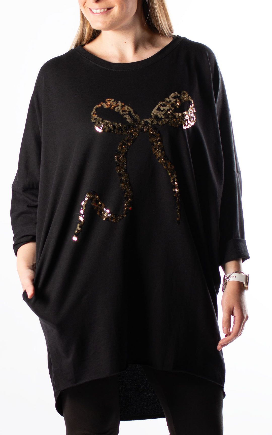 Christmas Large Bow Top | Black