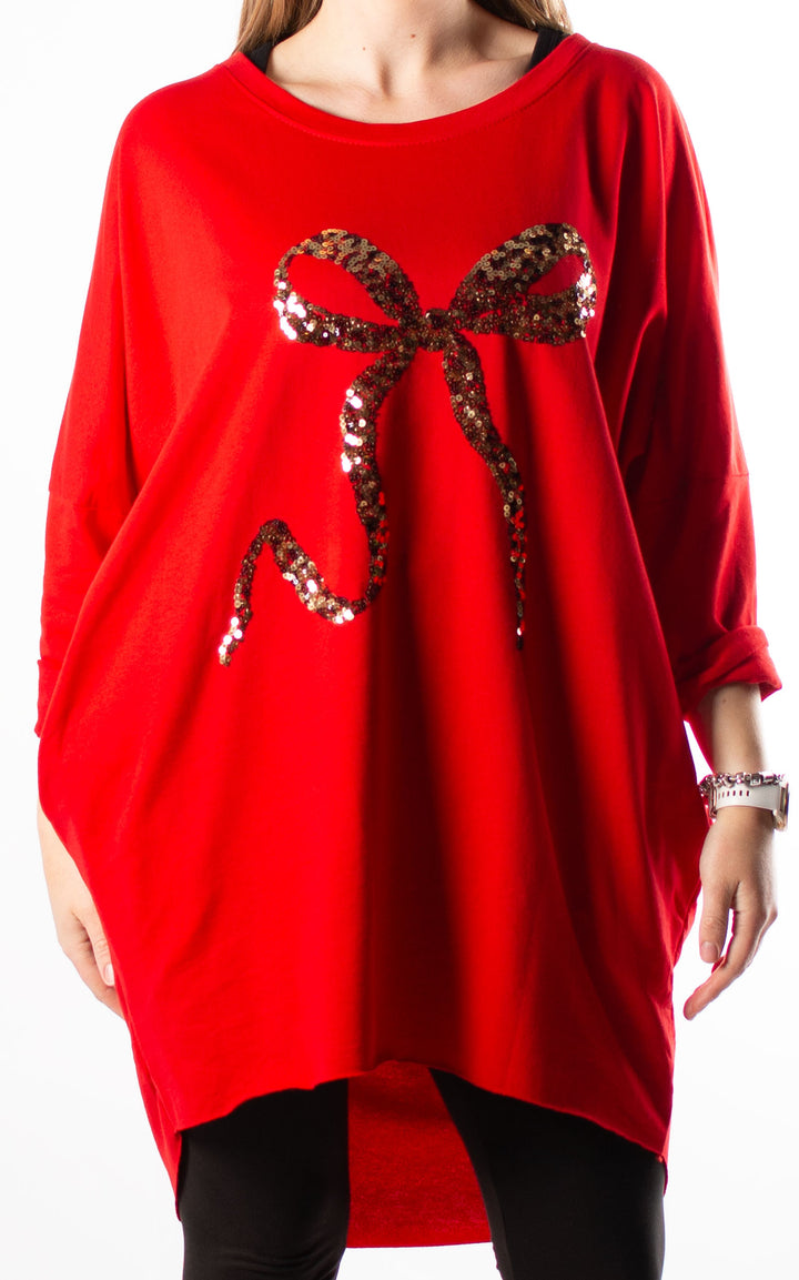Christmas Large Bow Top | Red