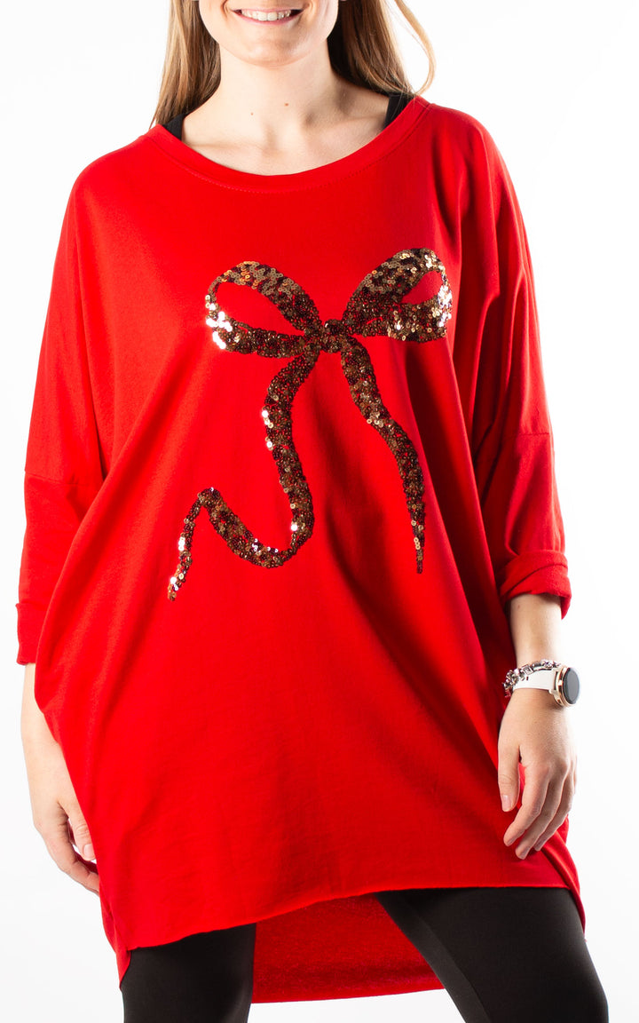 Christmas Large Bow Top | Red
