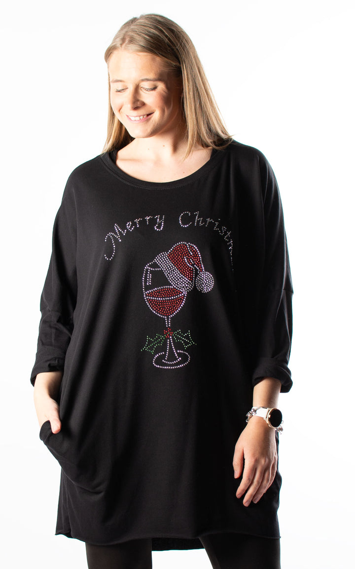 Christmas Merry Christmas Top | Black
