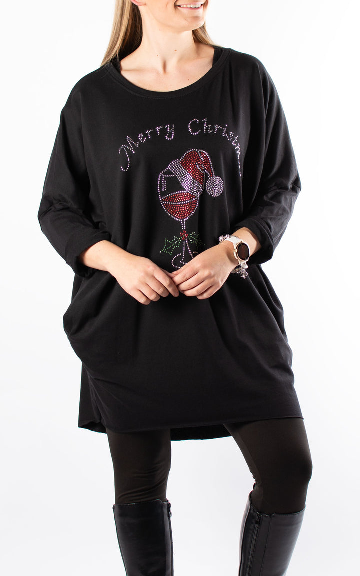 Christmas Merry Christmas Top | Black
