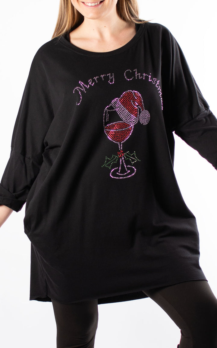 Christmas Merry Christmas Top | Black