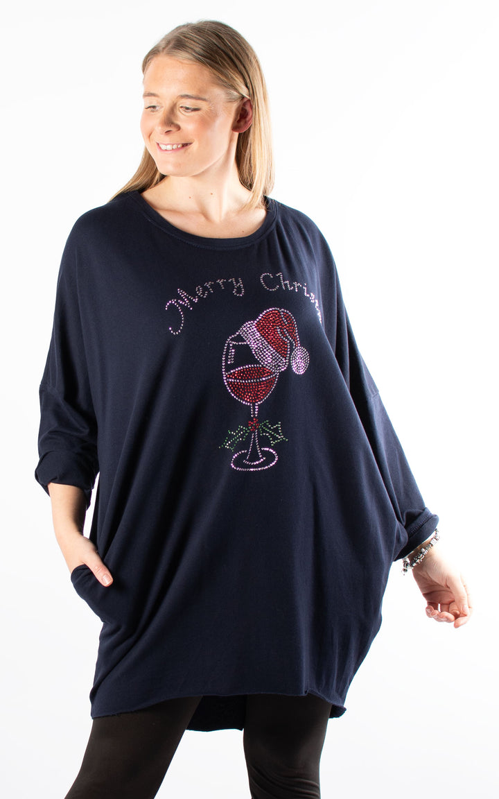 Christmas Merry Christmas Top | Navy