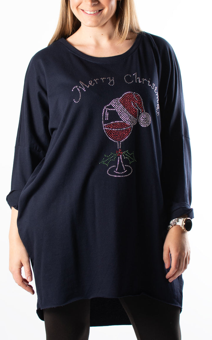 Christmas Merry Christmas Top | Navy