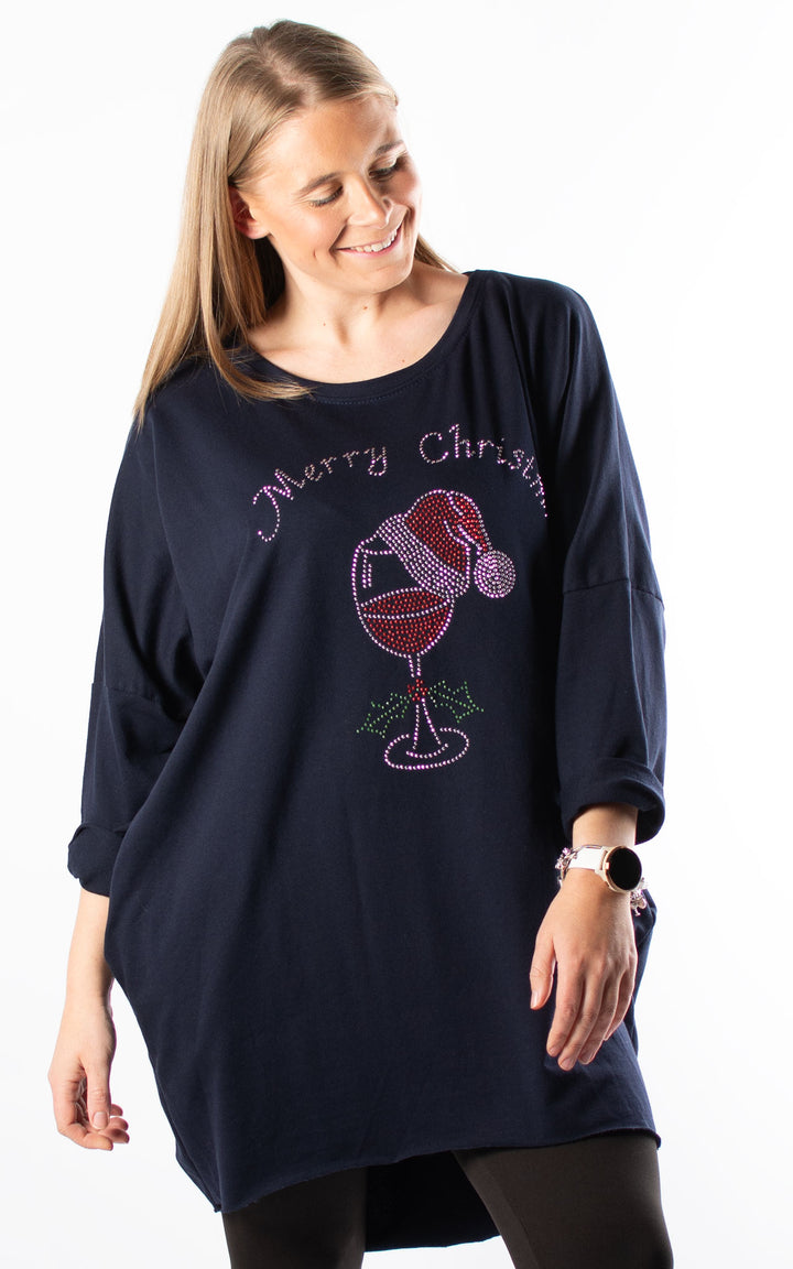 Christmas Merry Christmas Top | Navy