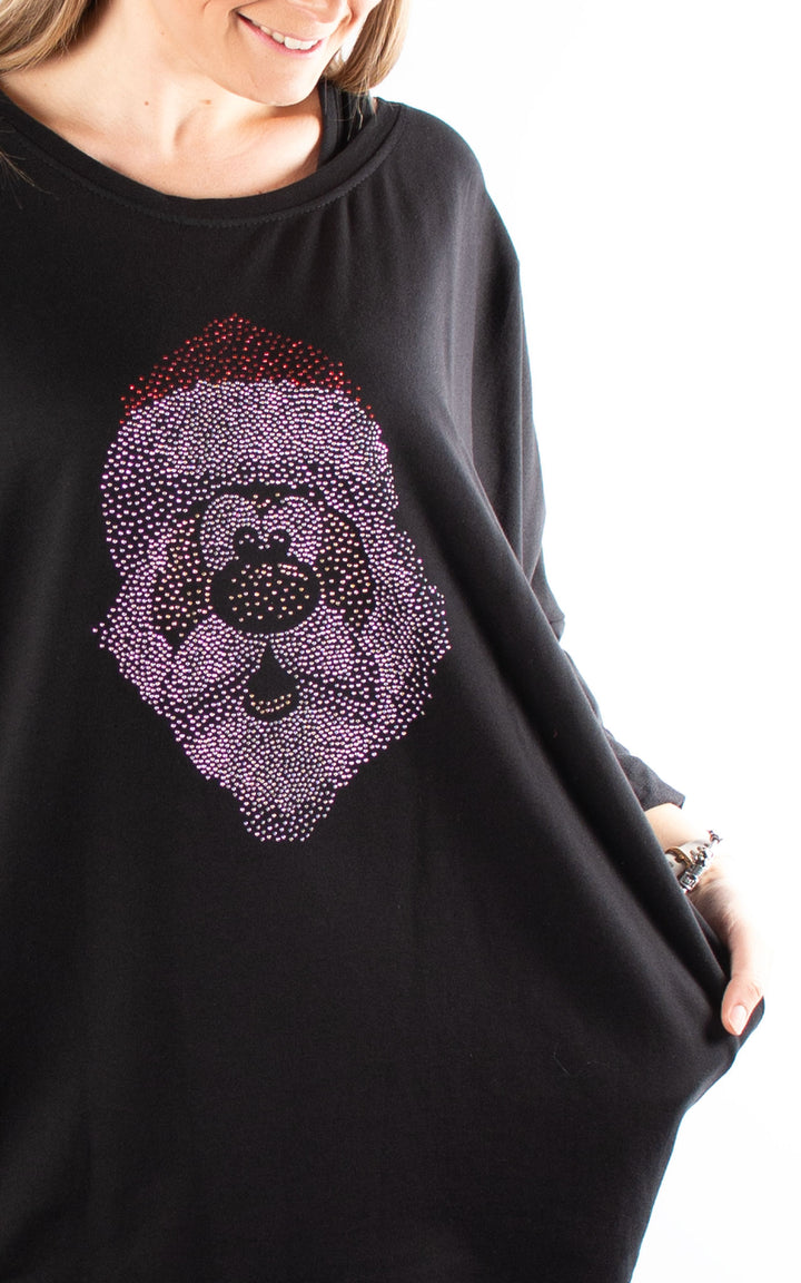Christmas Santa Top | Black