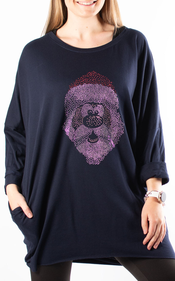 Christmas Santa Top | Navy