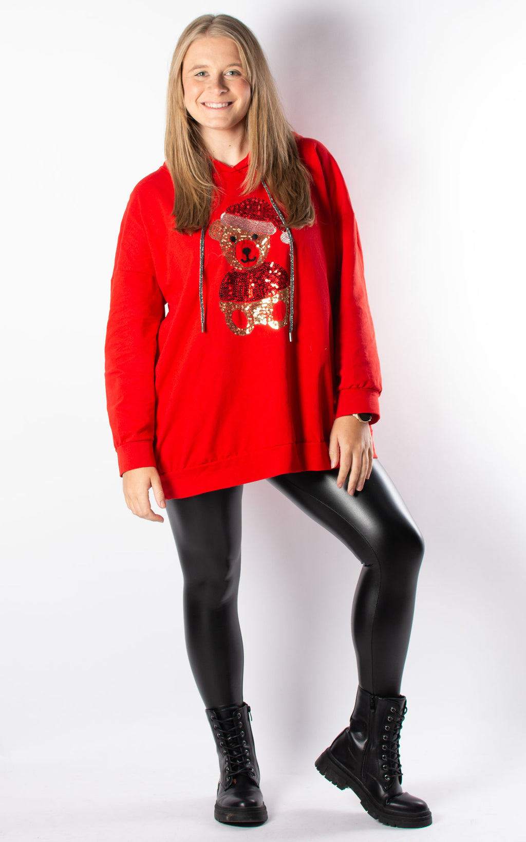 Christmas Teddy Hoodie | Red