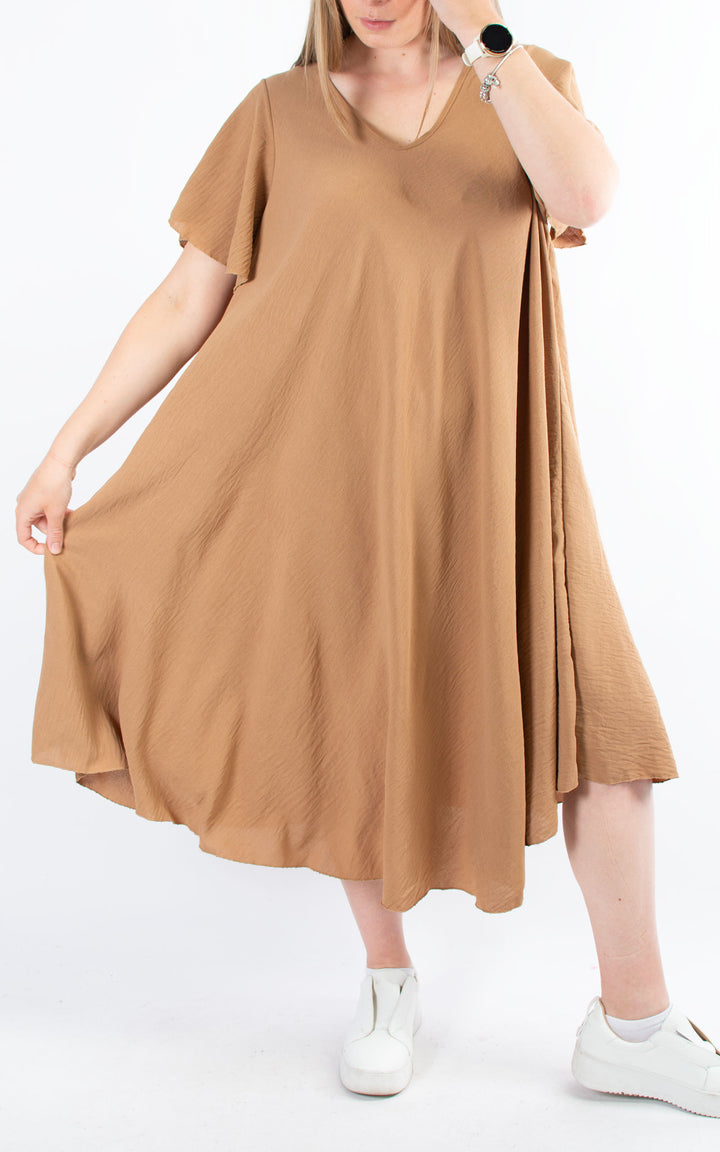 Circle Hem Dress | Camel