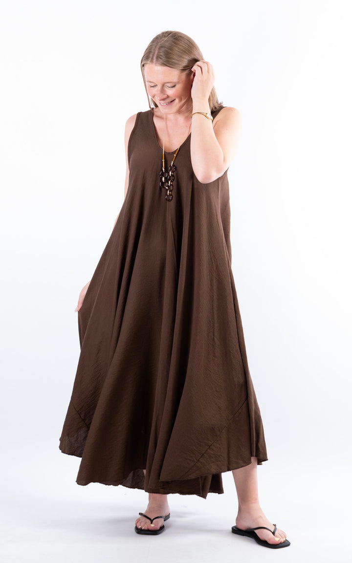 Circle Hem Maxi Dress | Chocolate