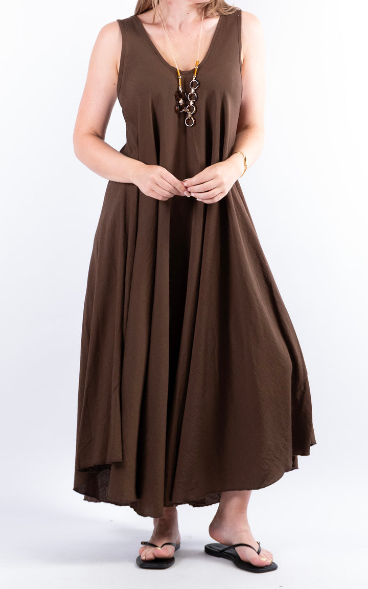 Circle Hem Maxi Dress | Chocolate