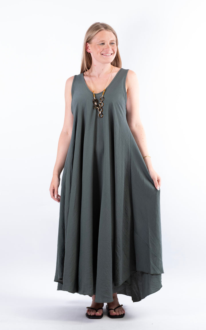 Circle Hem Maxi Dress | Khaki