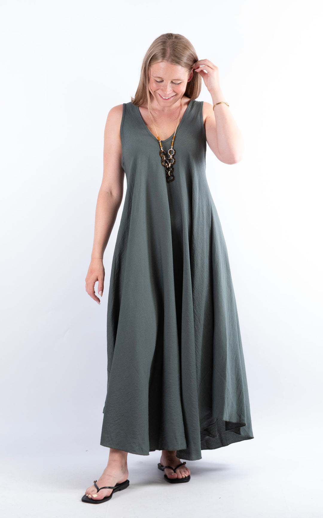 Circle Hem Maxi Dress | Khaki