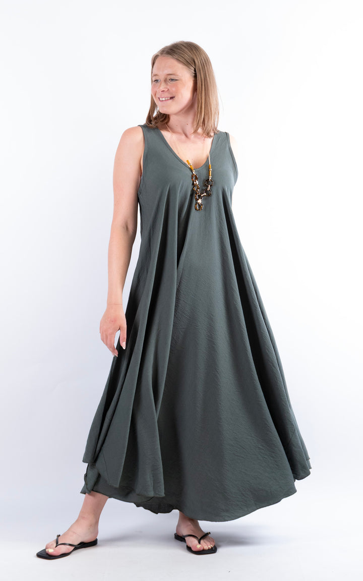 Circle Hem Maxi Dress | Khaki