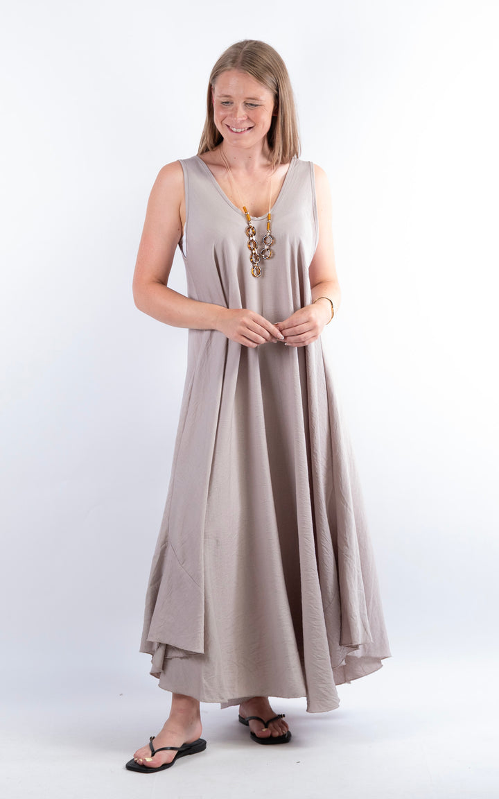 Circle Hem Maxi Dress | Taupe