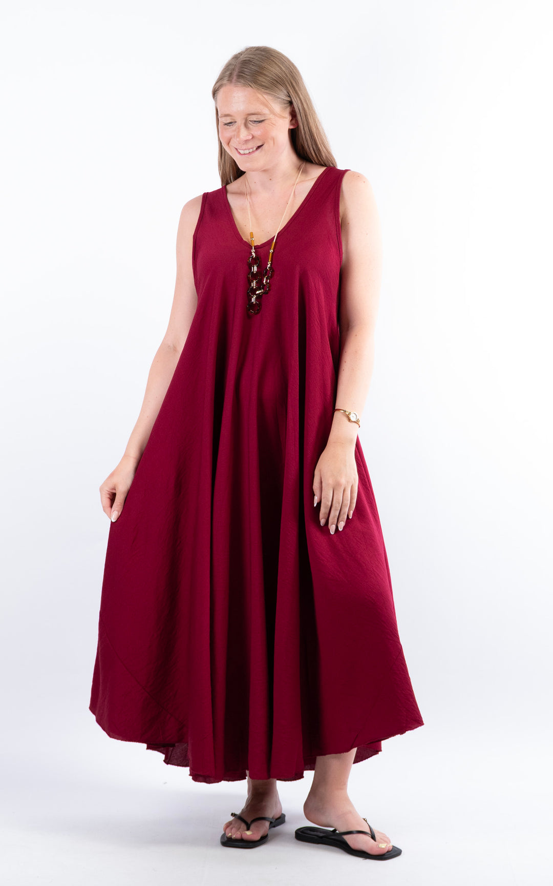 Circle Hem Maxi Dress | Wine