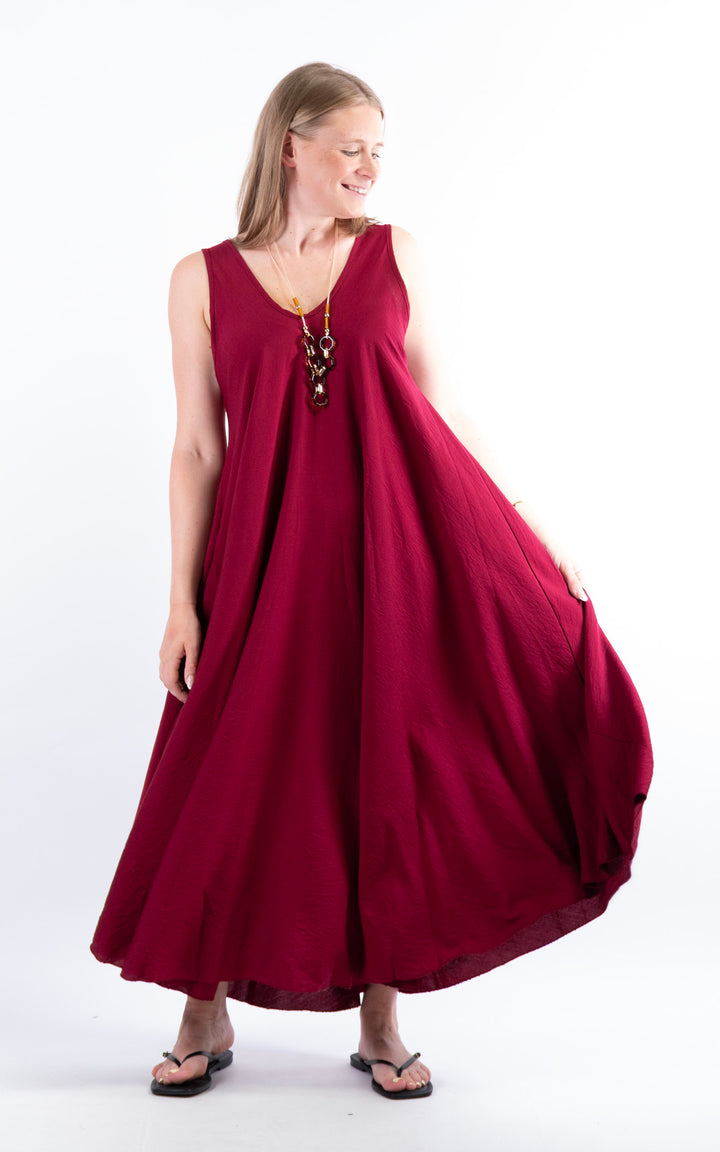 Circle Hem Maxi Dress | Wine