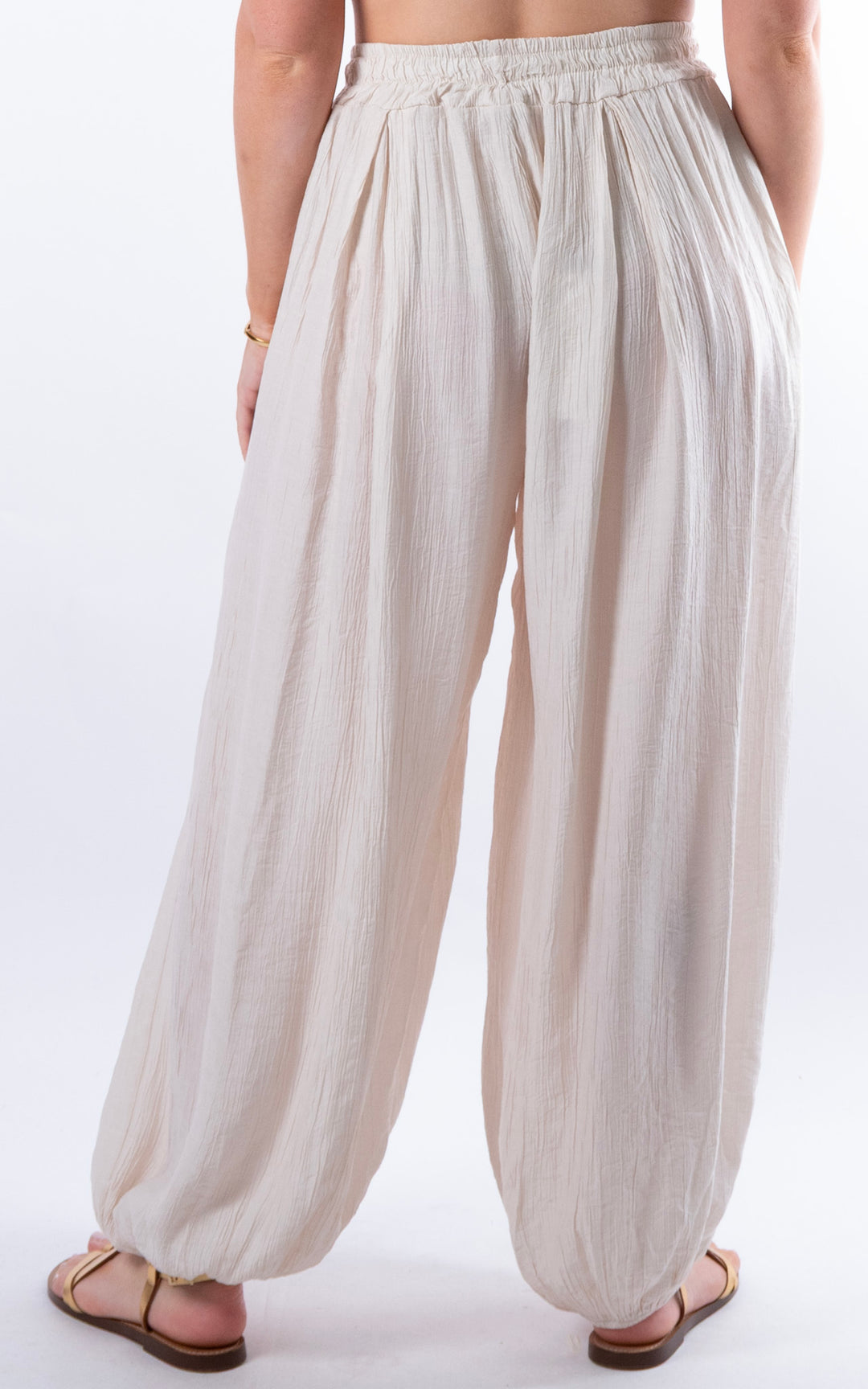 Cleo Crinkle Balloon Trousers | Beige