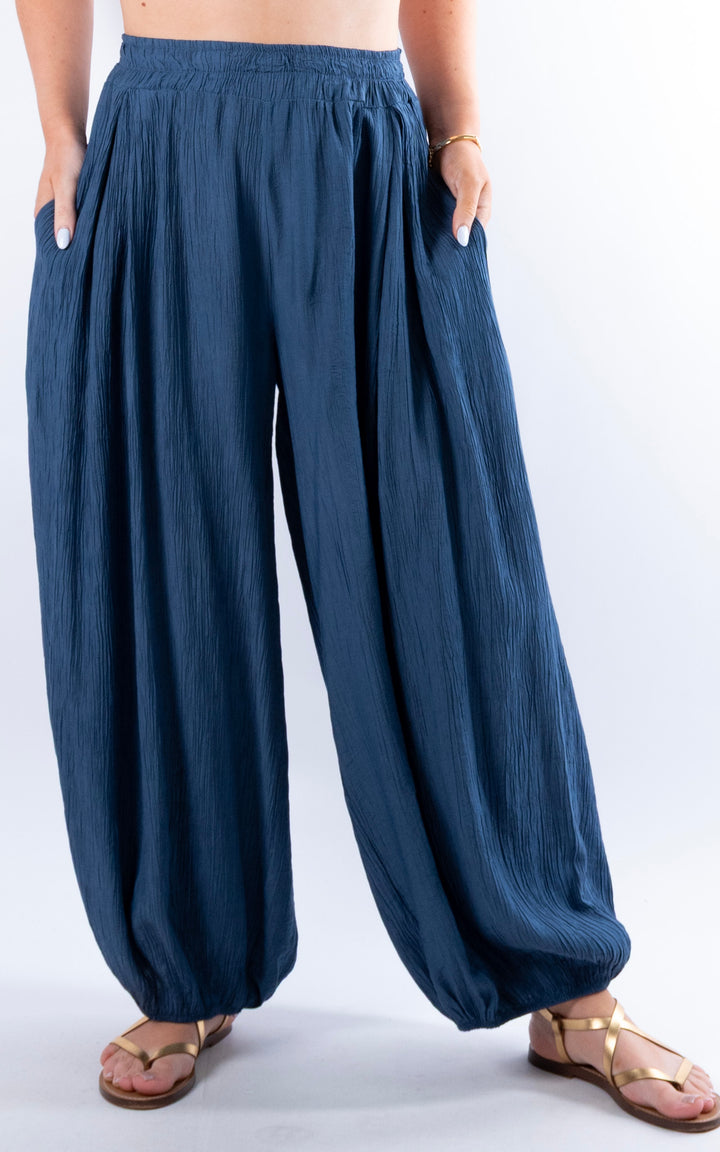 Cleo Crinkle Balloon Trousers | Denim