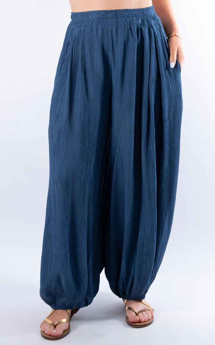 Cleo Crinkle Balloon Trousers | Denim