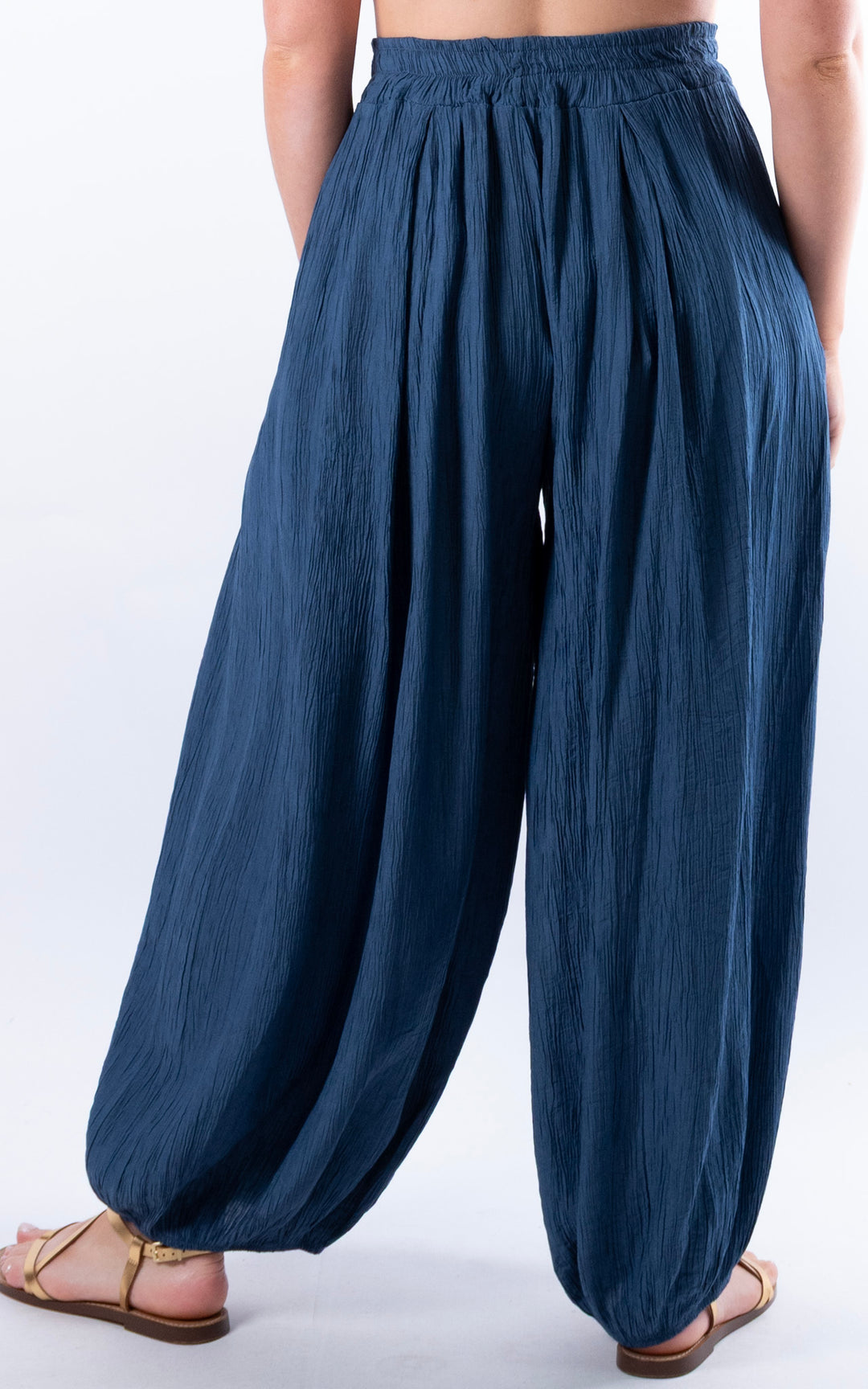Cleo Crinkle Balloon Trousers | Denim