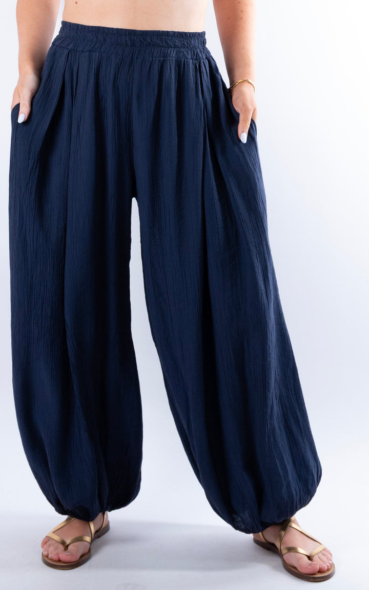 Cleo Crinkle Balloon Trousers | Navy