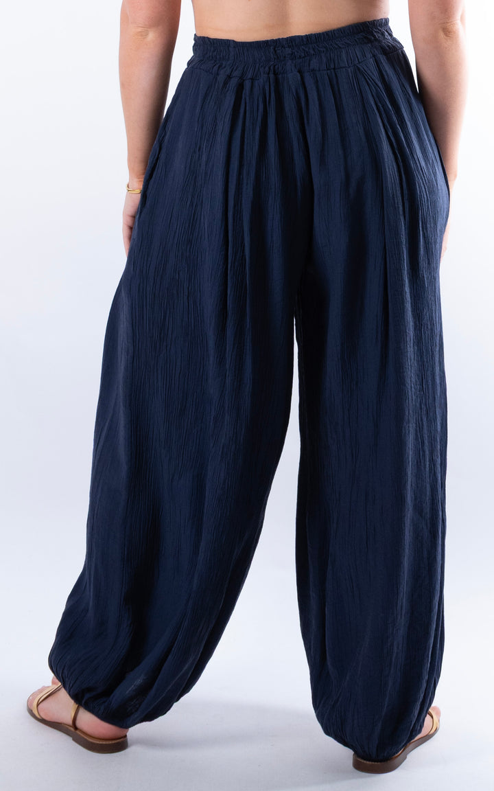 Cleo Crinkle Balloon Trousers | Navy