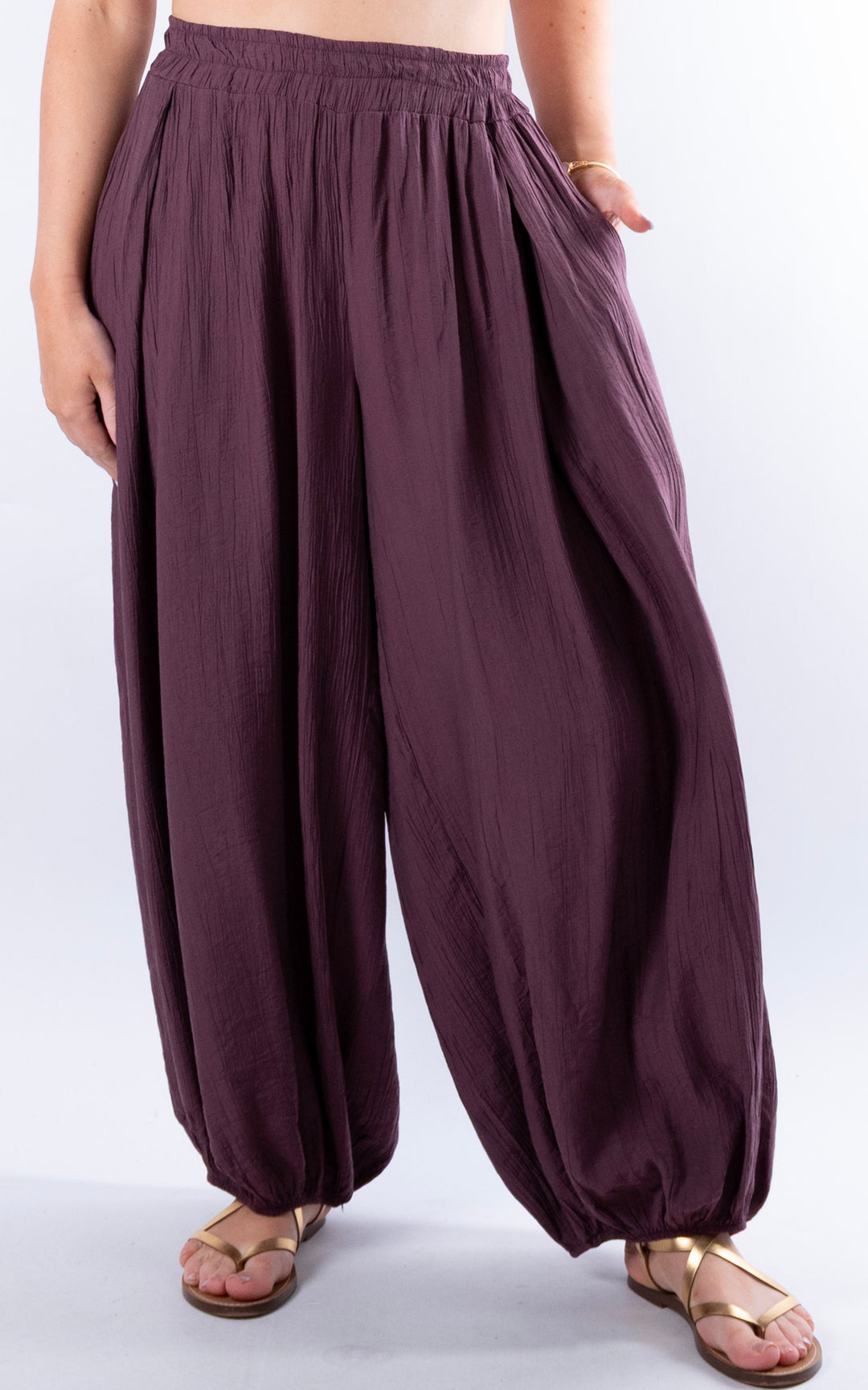 Cleo Crinkle Balloon Trousers | Plum