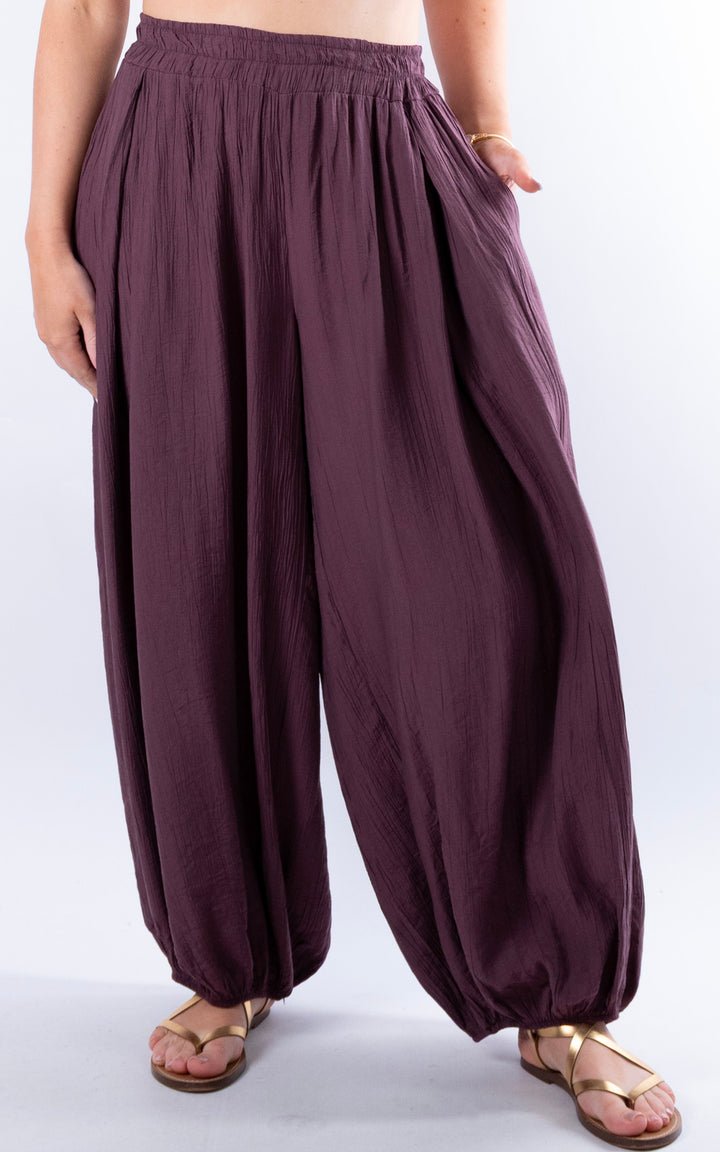 Cleo Crinkle Balloon Trousers | Plum