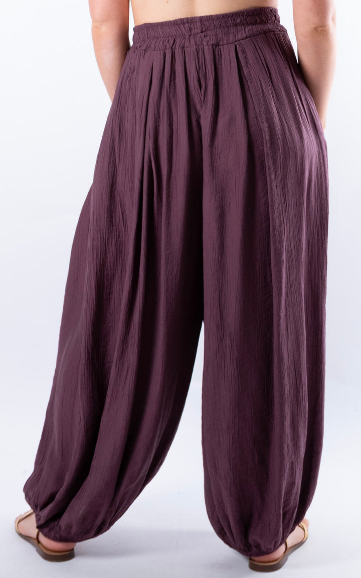 Cleo Crinkle Balloon Trousers | Plum