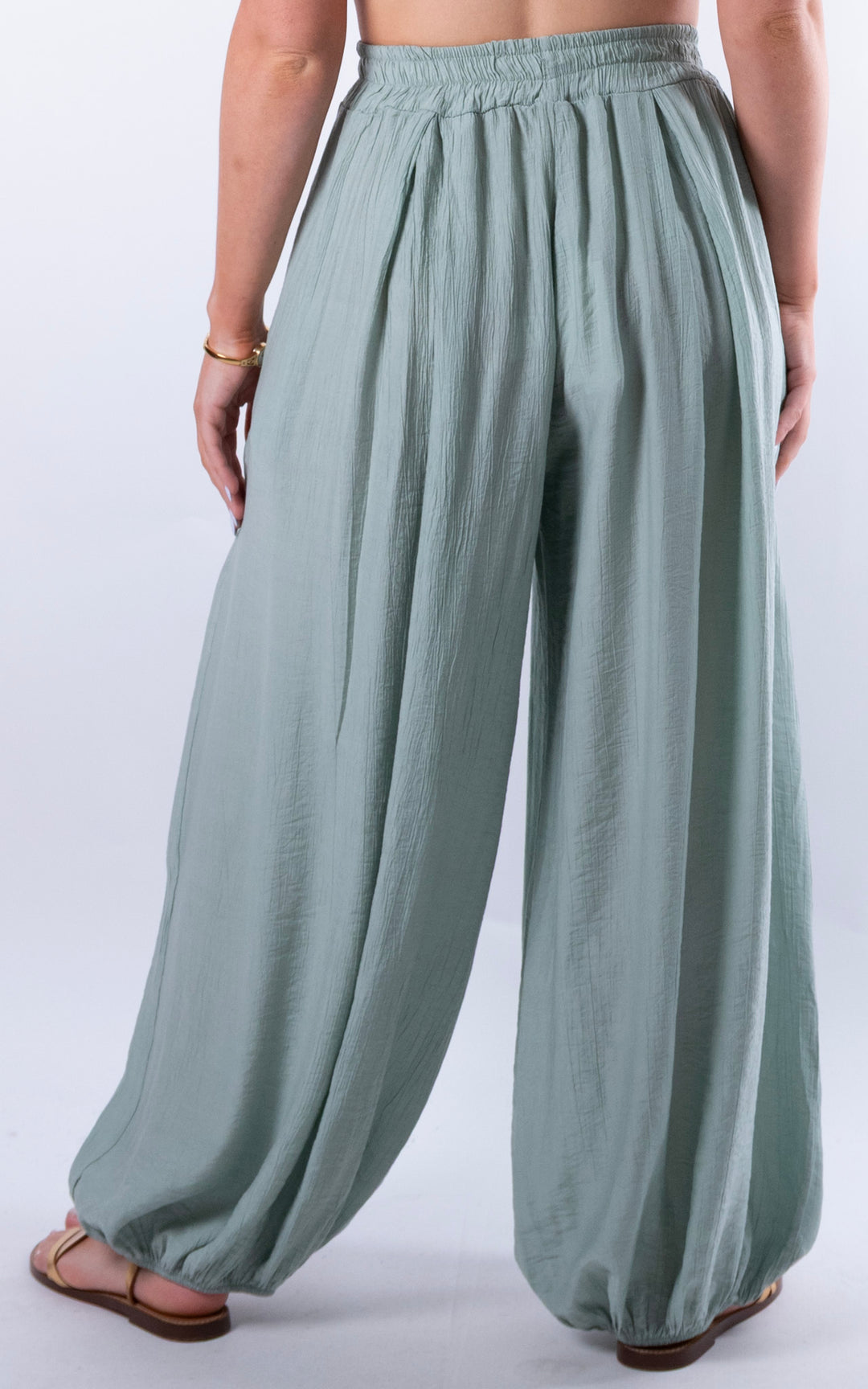 Cleo Crinkle Balloon Trousers | Sage