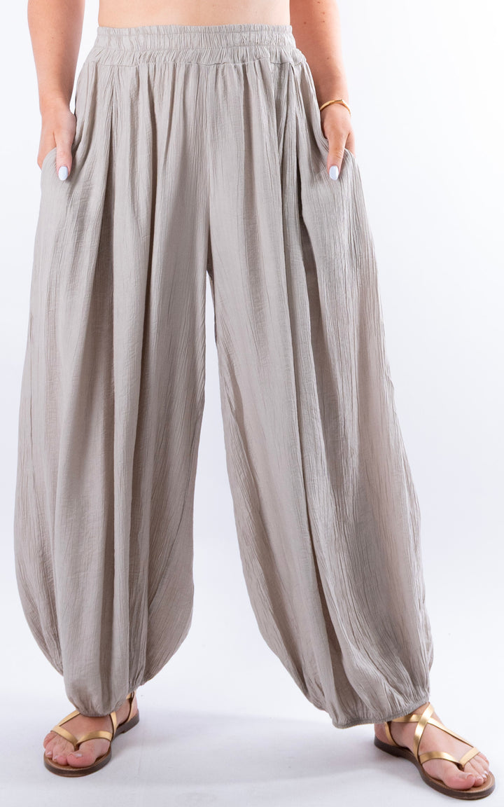 Cleo Crinkle Balloon Trousers | Taupe