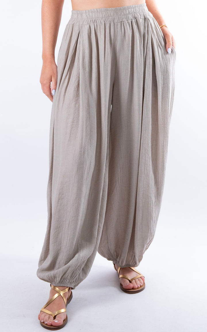 Cleo Crinkle Balloon Trousers | Taupe
