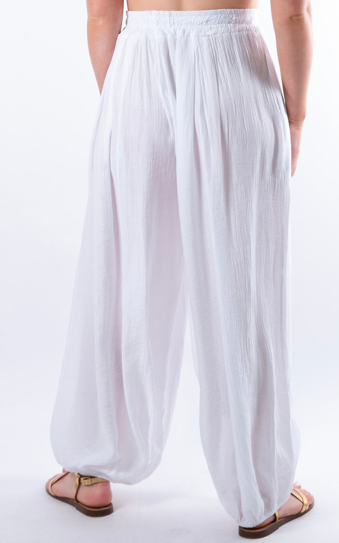 Cleo Crinkle Balloon Trousers | White