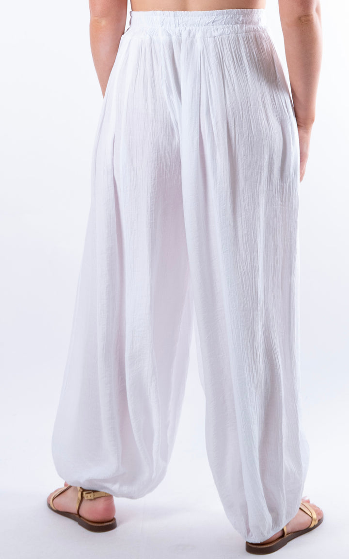 Cleo Crinkle Balloon Trousers | White