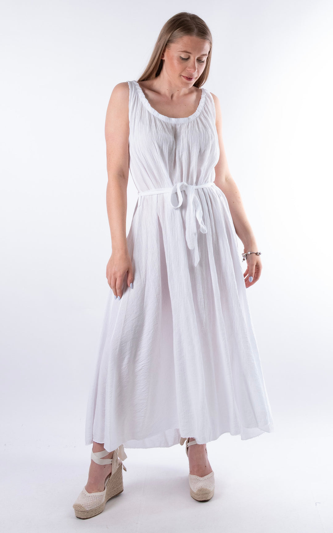 Cleo Crinkle Dress | White