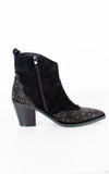 Cora Diamante Heel Cowboy Ankle Boot | Black