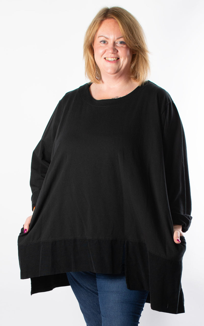 Cord Hem Jumper | Black