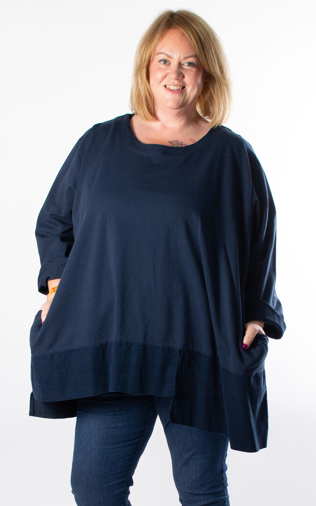 Cord Hem Jumper | Navy