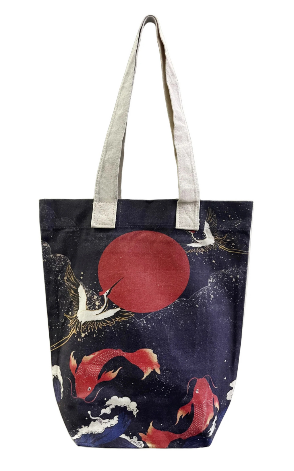 Cotton Tote Bag | Crane & Koi Fish