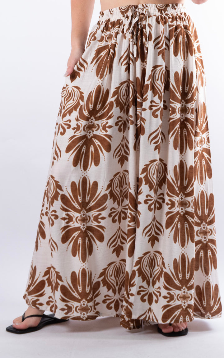 Cove Pattern Drawstring Trouser | Chocolate
