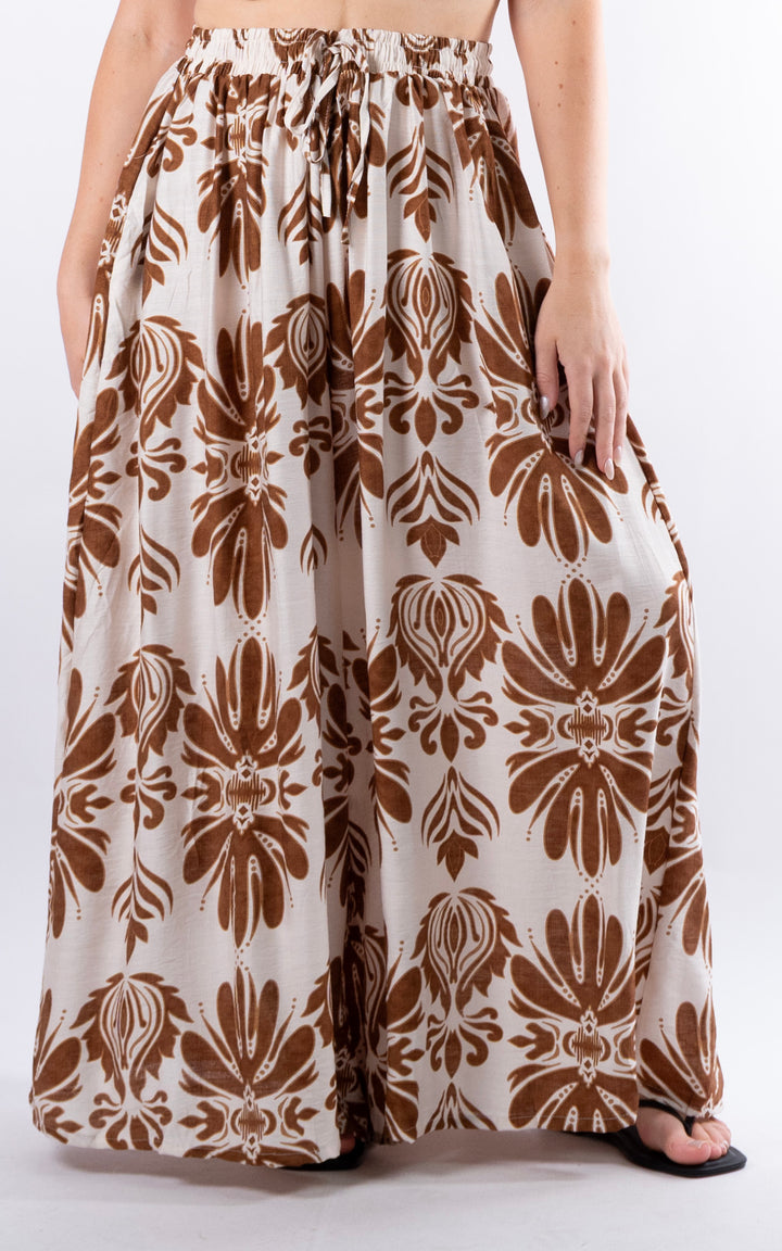 Cove Pattern Drawstring Trouser | Chocolate
