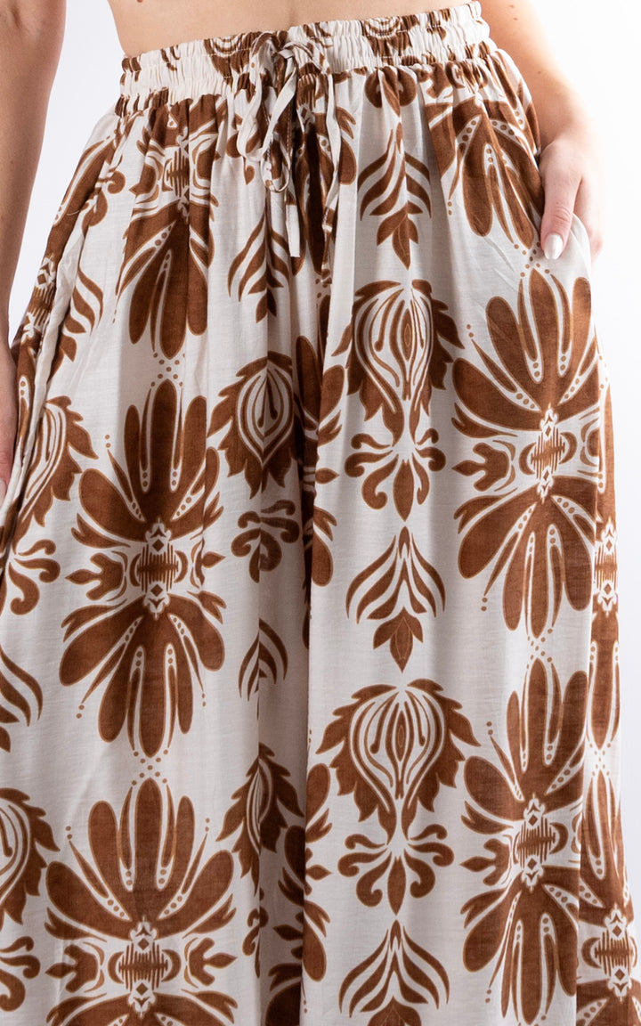 Cove Pattern Drawstring Trouser | Chocolate
