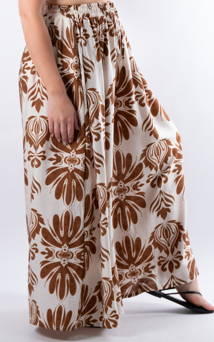 Cove Pattern Drawstring Trouser | Chocolate