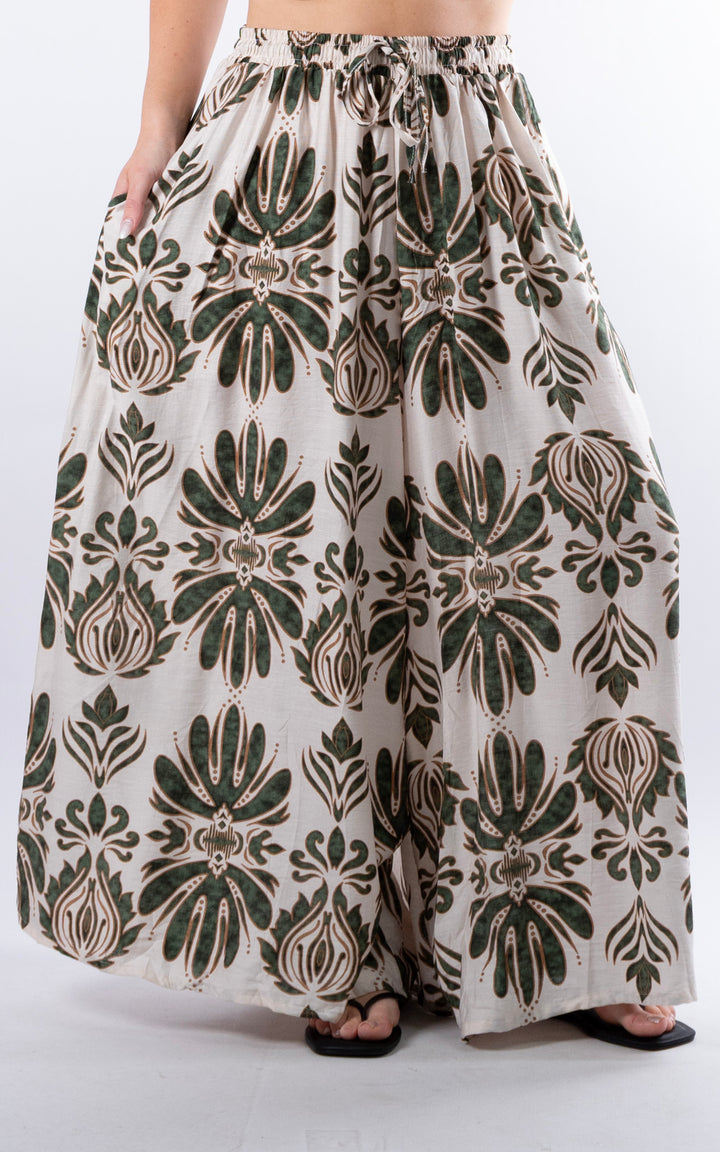 Cove Pattern Drawstring Trouser | Green